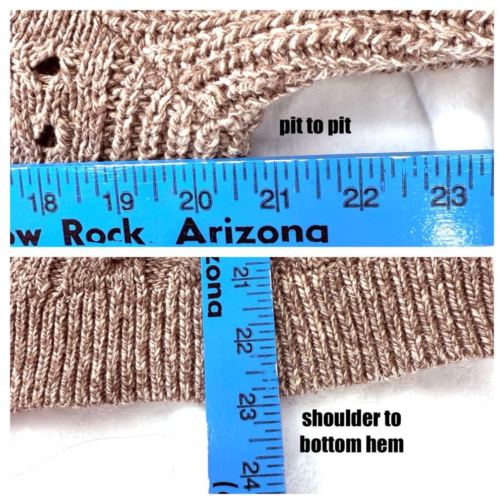 Lucky Brand Womens Sweater L Chocolate Brown Open Cable Knit‎ Cozy Fall Winter - Picture 7 of 7